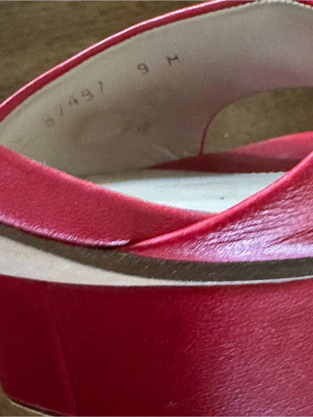 Stuart Weitzman Red Women's Block Heel Sandals with Ankle Buckle Size 9/9.5